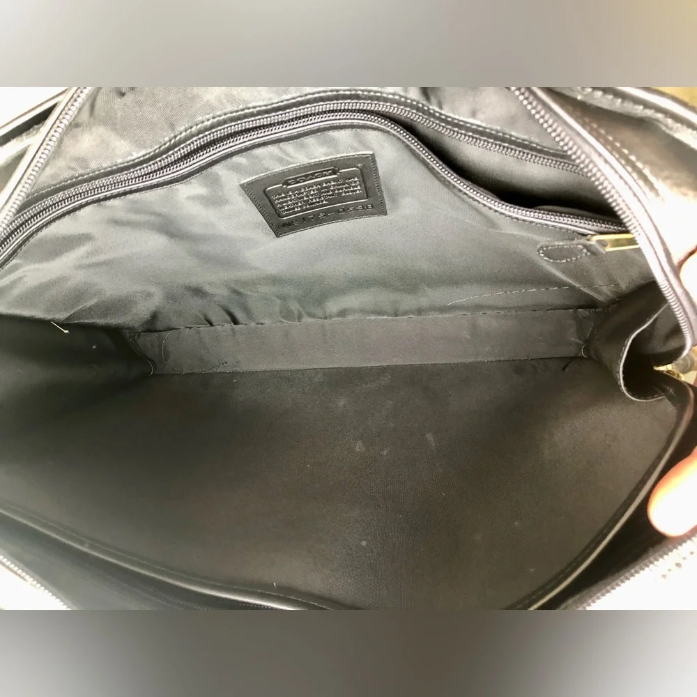 Vintage Coach Zip Top Compartment Briefcase Black Leather #0538 w/ hangtag